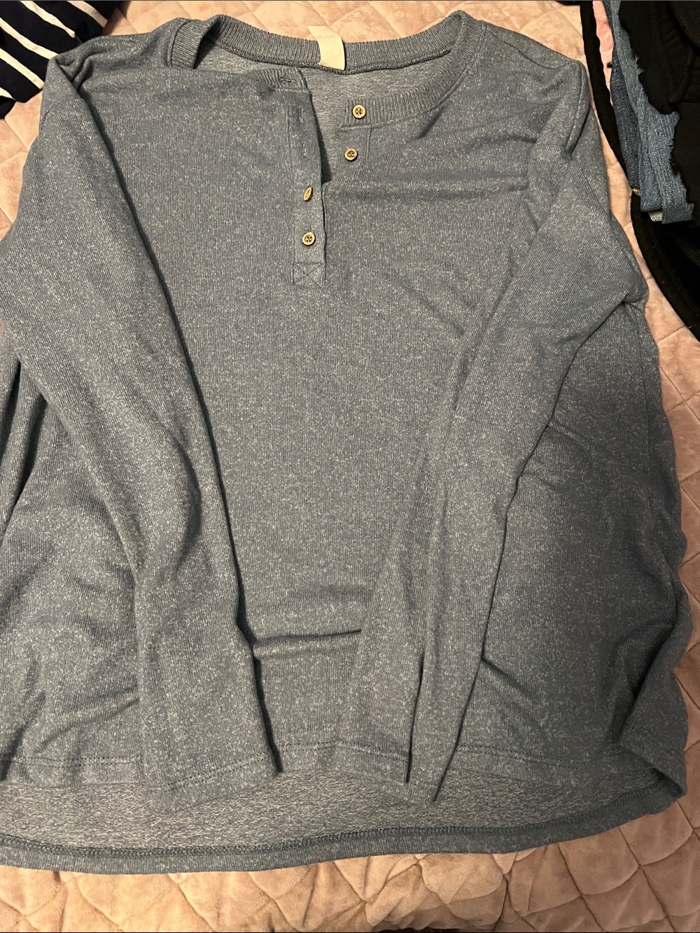 Daisy Goldfield Heathered Slate Blue Henley